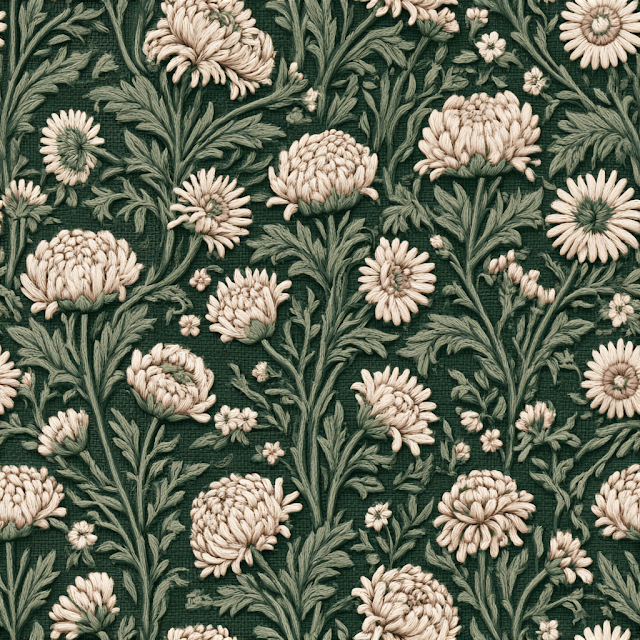 Vintage Botanical Floral Damask Pattern