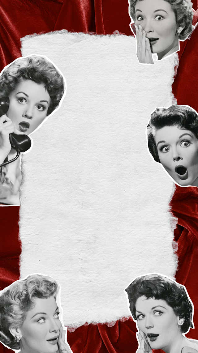 Vintage Collage Poster with Surprise Expressions