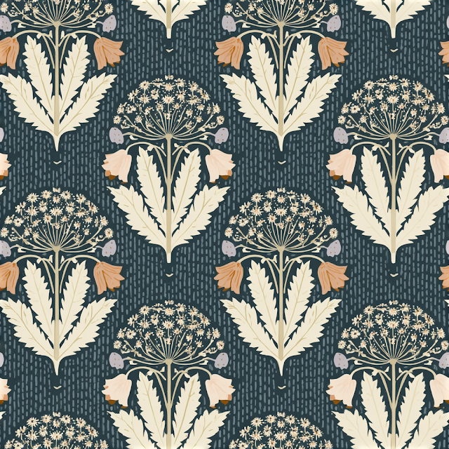 Vintage Folk-Art Floral Wallpaper Pattern