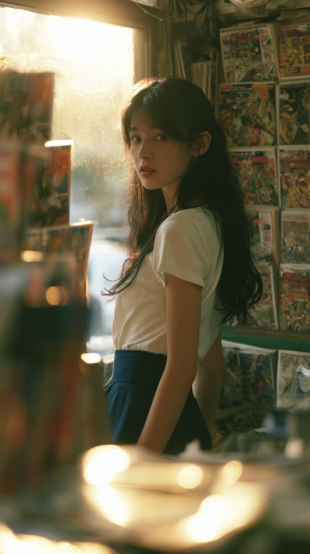 Vintage Grocery Store Portrait of a Chinese Girl