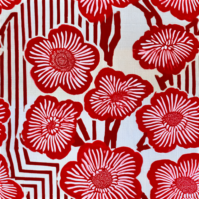 Vintage Plum Blossom Geometric Seamless Pattern