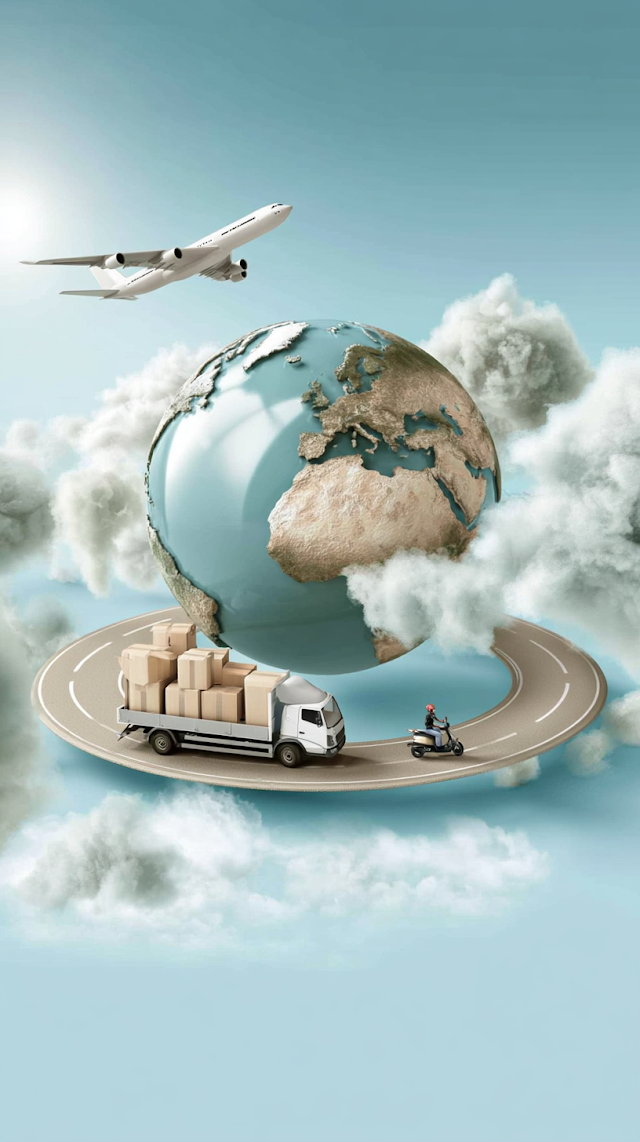 Whimsical 3D Logistics World with Globe