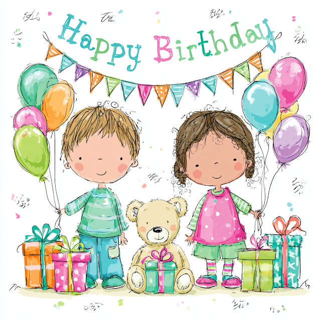 Whimsical Children's Birthday Party Illustration
