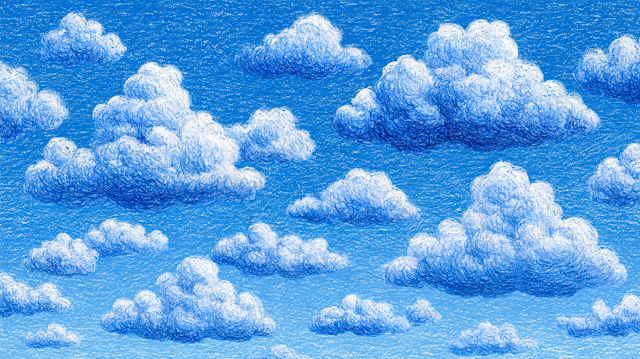 Whimsical Clouds in a Bright Blue Sky