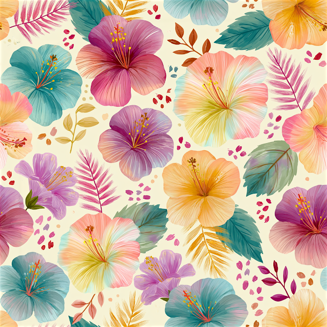 Whimsical Hibiscus Flower Pattern
