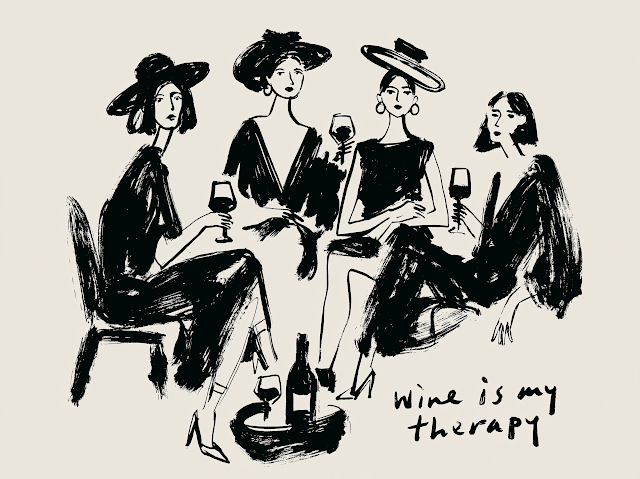 Wine is My Therapy: Playful Wine Party Illustration