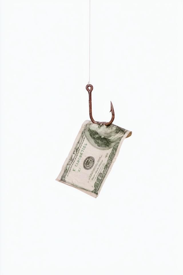 Worn Dollar Bill Hooked