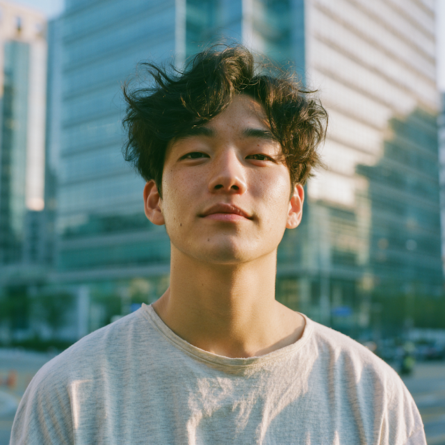 Young Korean-Japanese Male in Urban Seoul